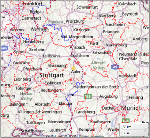 Landkarte 1: Übersicht Groraum Stuttgart